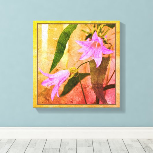 Delicate Paarse wilde bloemen bedroefd Canvas Afdruk (Insitu (Houten vloer))