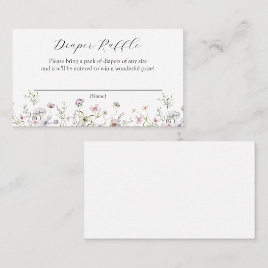 Delicate Paarse wilde bloemen, luierspoel Informatiekaartje (Voorkant / Achterkant)