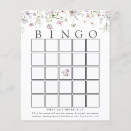 Delicate Paarse Wildflower Baby Bingo Game Kaart