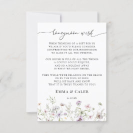 Delicate Paarse Wildflower Honeymoon Wish Kaart