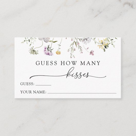 Delicate Paarse Wildflower raad hoeveel kisses Informatiekaartje (Voorkant)