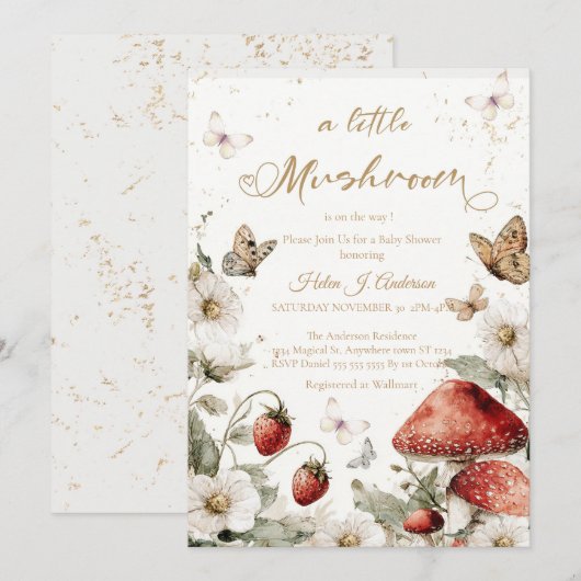 Delicate Paddenstoel Baby Shower  Kaart (Voorkant / Achterkant)