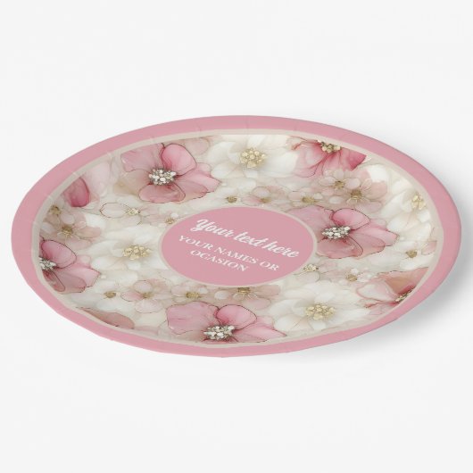 Delicate pale pink and gold 60th birthday plates papieren bordje (Gekanteld)