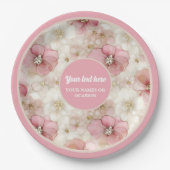 Delicate pale pink and gold 60th birthday plates papieren bordje (Voorkant)