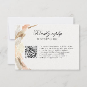 Delicate pampas gras online RSVP QR Code Kaartje