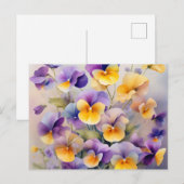 Delicate Pansy Flowers in Zachte Waterverf Briefkaart (Voorkant / Achterkant)