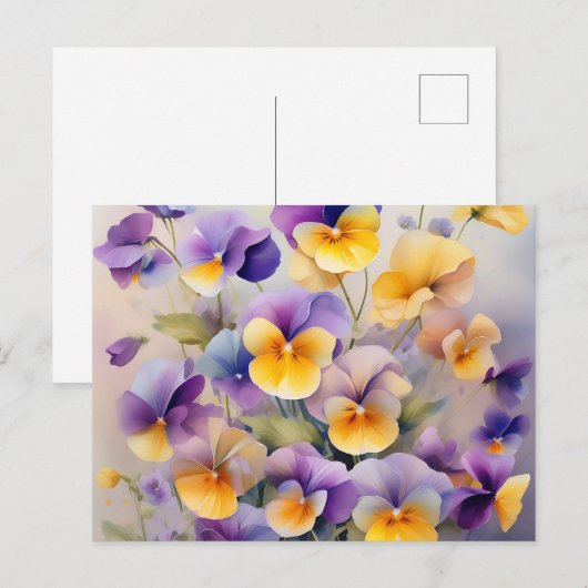 Delicate Pansy Flowers in Zachte Waterverf Briefkaart (Voorkant / Achterkant)