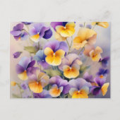 Delicate Pansy Flowers in Zachte Waterverf Briefkaart (Voorkant)