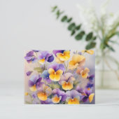 Delicate Pansy Flowers in Zachte Waterverf Briefkaart (Staand voorkant)