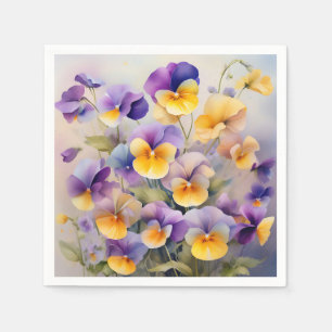 Delicate Pansy Flowers in Zachte Waterverf Servet