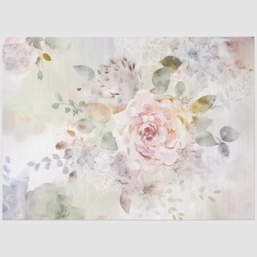 Delicate Pastel Bloem Peonies Tissuepapier (Voorkant)