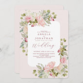 Delicate Pastel Bloemen Bruiloft Kaart (Voorkant / Achterkant)
