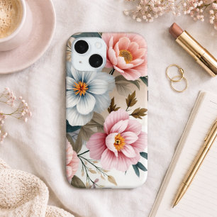 Delicate Pastel Bloemenpatroon iPhone 15 Case