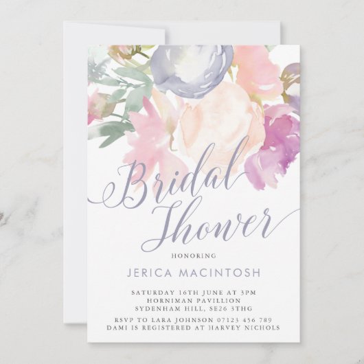 Delicate Pastel Florals Waterverf Vrijgezellenfees Kaart (Voorkant)