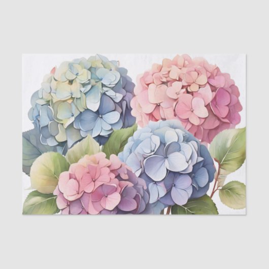 Delicate Pastel Hydrangea Bloemen Tissuepapier (Voorkant)