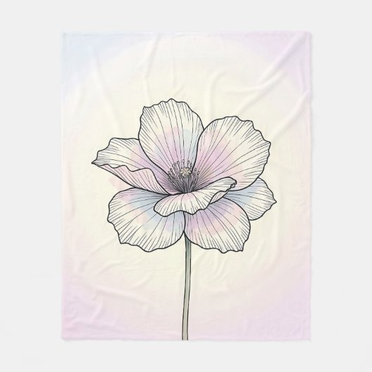 Delicate Pastel Klaproos Bloem Fleece Deken (Voorkant)