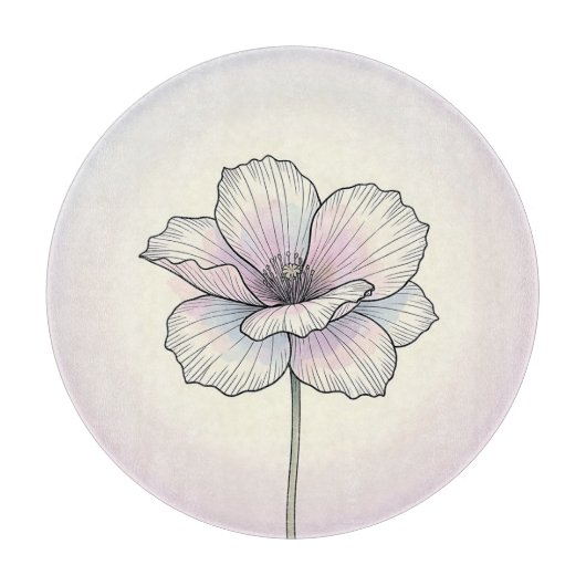 Delicate Pastel Klaproos Bloem Snijplank (Voorkant)