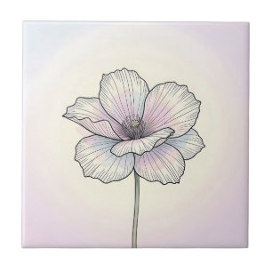 Delicate Pastel Klaproos Bloem Tegeltje