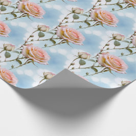 Delicate Pastel Kleur Rozen Op Een Verlopen Lucht Cadeaupapier