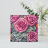 Delicate Pastel Roze Trouwrozen  Kaart (Staand voorkant)