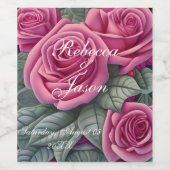 Delicate Pastel Roze Trouwrozen Wijn Etiket (Enkel label)