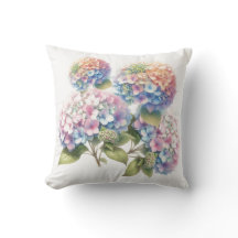 Delicate Pastel Watercolor Hydrangeas Throw Pillow