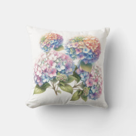 Delicate Pastel Watercolor Hydrangeas Throw Pillow Kussen