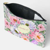 Delicate Pastel Waterverf Bloemen Cosmetische Tas (Open)