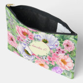 Delicate Pastel Waterverf Bloemen Cosmetische Tas (Open)