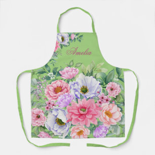 Delicate Pastel Waterverf Zomer Bloemen Schort