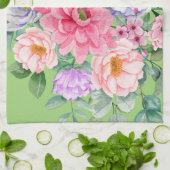 Delicate Pastel Waterverf Zomerbloemen Theedoek (Gevouwen)