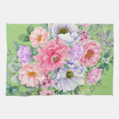 Delicate Pastel Waterverf Zomerbloemen Theedoek (Horizontaal)