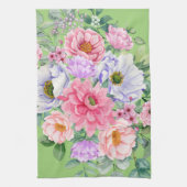 Delicate Pastel Waterverf Zomerbloemen Theedoek (Verticaal)