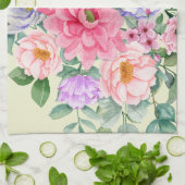 Delicate Pastel Waterverf Zomerbloemen Theedoek (Gevouwen)