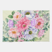 Delicate Pastel Waterverf Zomerbloemen Theedoek (Horizontaal)