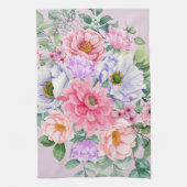 Delicate Pastel Waterverf Zomerbloemen Theedoek (Verticaal)