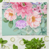 Delicate Pastel Waterverf Zomerbloemen Theedoek (Gevouwen)