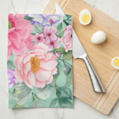 Delicate Pastel Waterverf Zomerbloemen Theedoek (Quarter Fold)