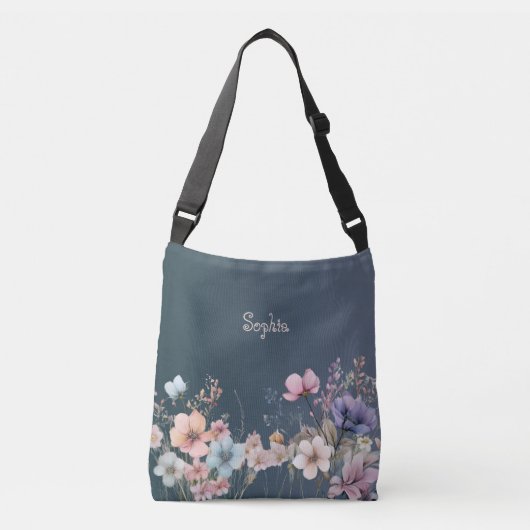 Delicate Pastel Wilde Bloemen Lente Personaliseerb Crossbody Tas (Voorkant)
