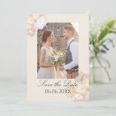 Delicate Pastel Zomer Bloem Foto Bewaar de Datum Save The Date (Staand voorkant)
