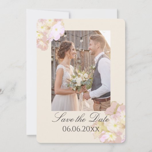 Delicate Pastel Zomer Bloem Foto Bewaar de Datum Save The Date (Voorkant)