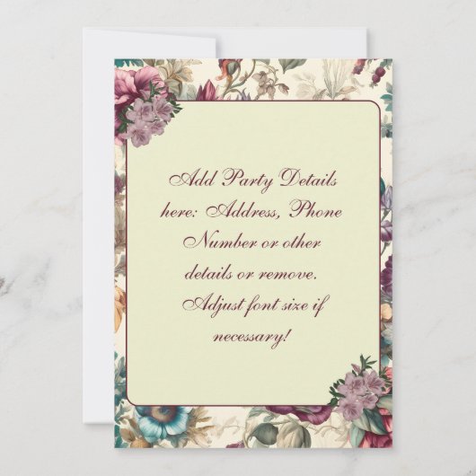 Delicate Pastel Zomer Bloemen Uitnodiging Sjabloon (Achterkant)