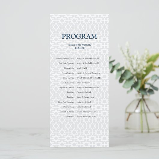 Delicate Patterned Bar/Bat Mitzvah-programma Programmakaart (Staand voorkant)