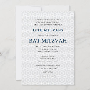 Delicate Patterned Bat Mitzvah Kaart