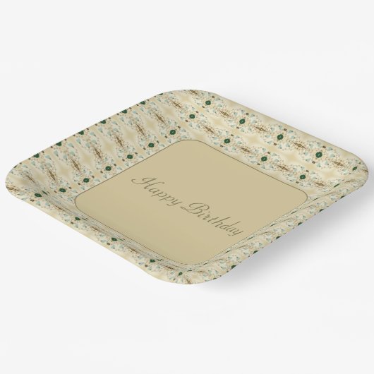 Delicate Patterned Designer Square Papieren Bordje (Gebogen)