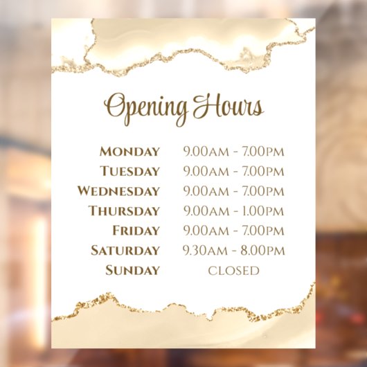 Delicate Peach Agaat Openingstijden Venster Cling Raamsticker (Vel 2)