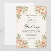 Delicate Peach Bloom Arch Wedding Kaart (Voorkant / Achterkant)