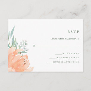 Delicate Peach Floral and Eucalyptus Wedding RSVP