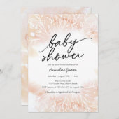 Delicate Peach Floral Baby shower uitnodiging (Voorkant / Achterkant)