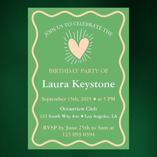 Delicate Peach & Mint Green Retro Wavy Kaart